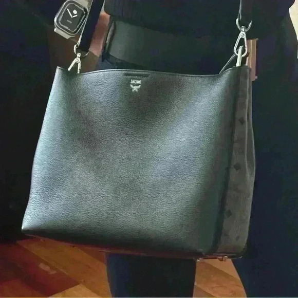 MCM Handbags - MCM Sarah Leather and Visetos Canvas Hobo/Crossbody - EUC